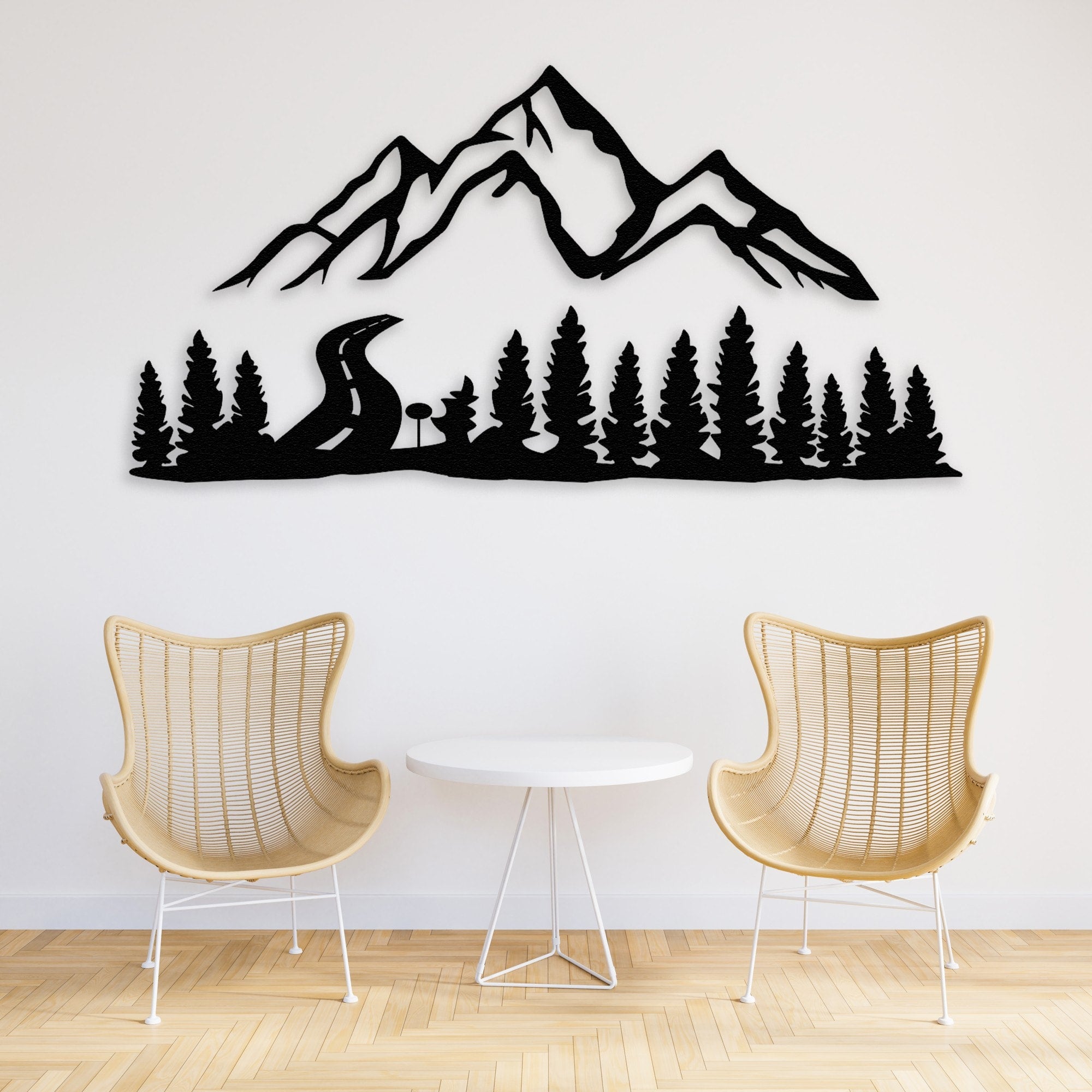 mountain and forest metal wall decor