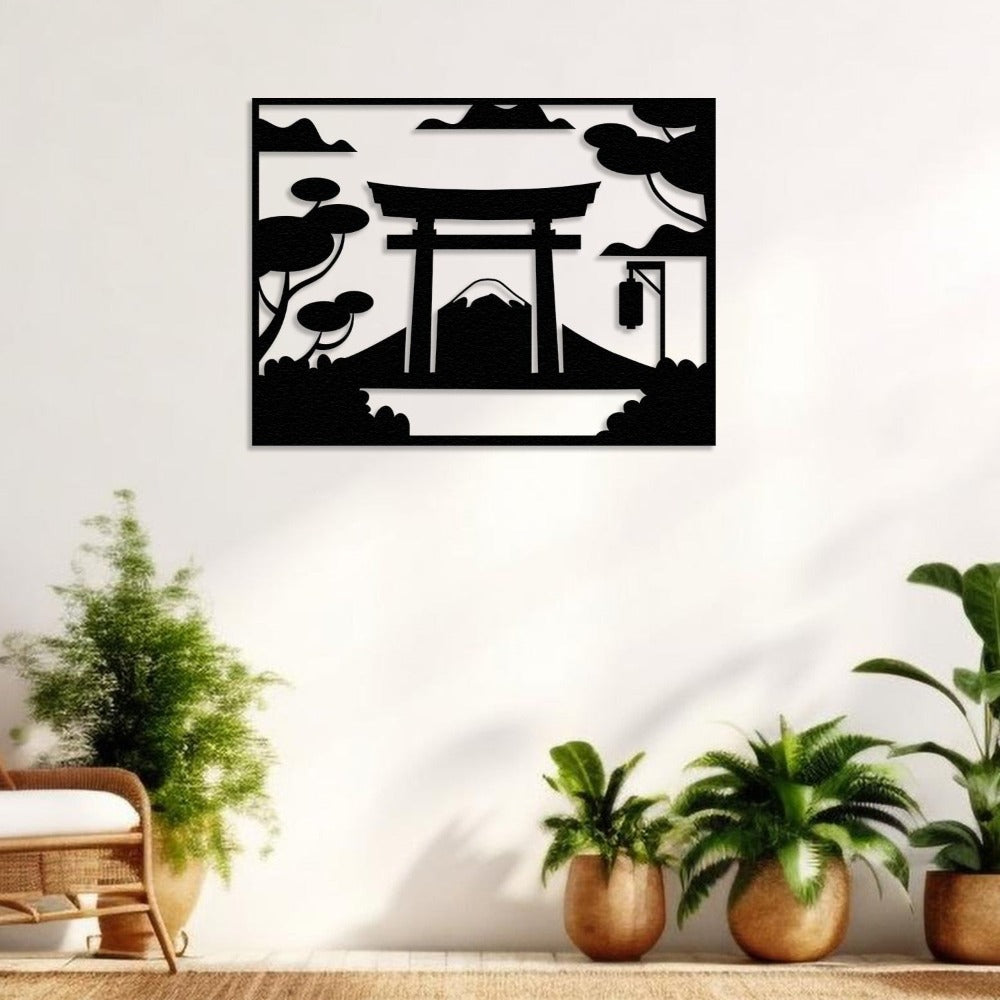 mountain torii gate nature decor