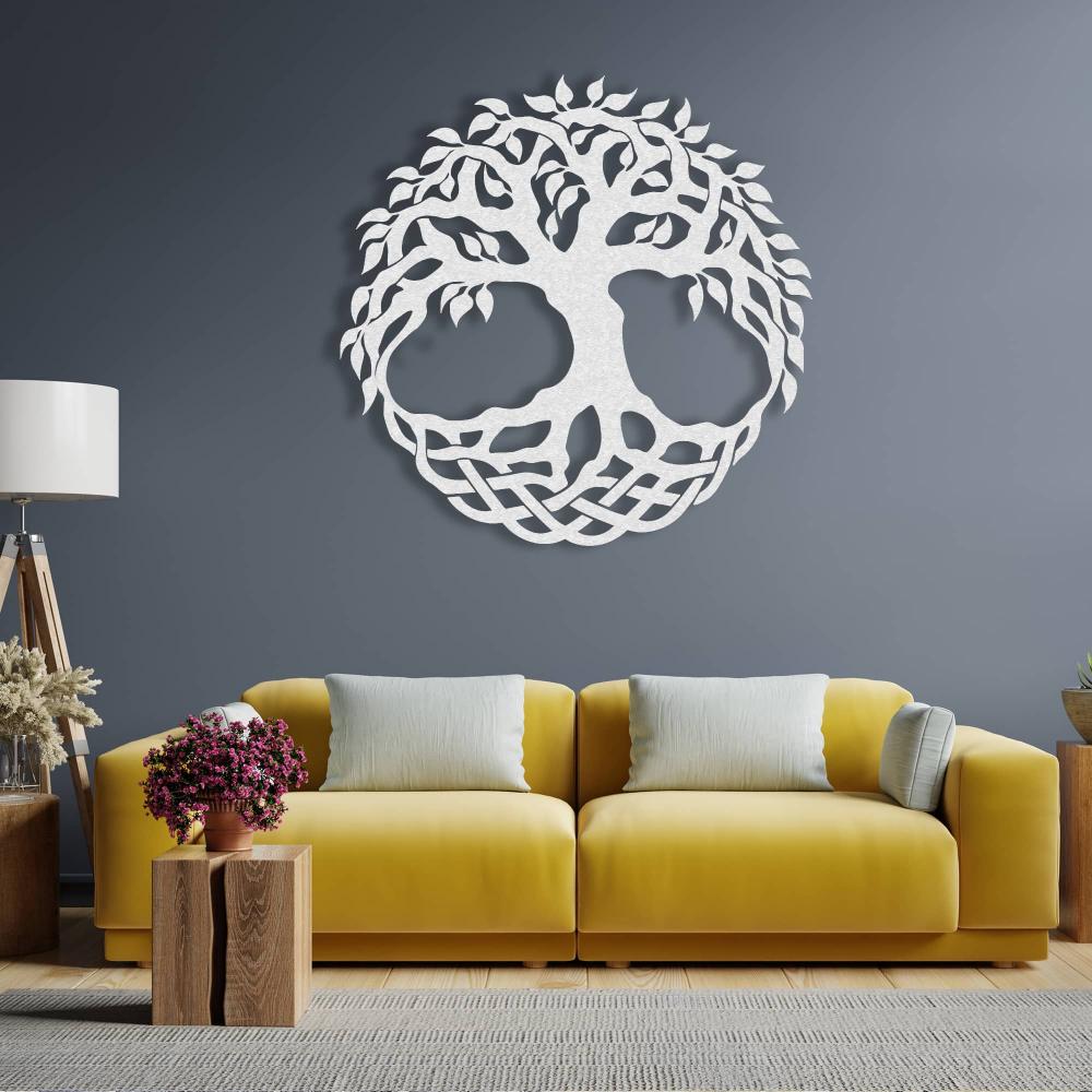 painted metal life tree white