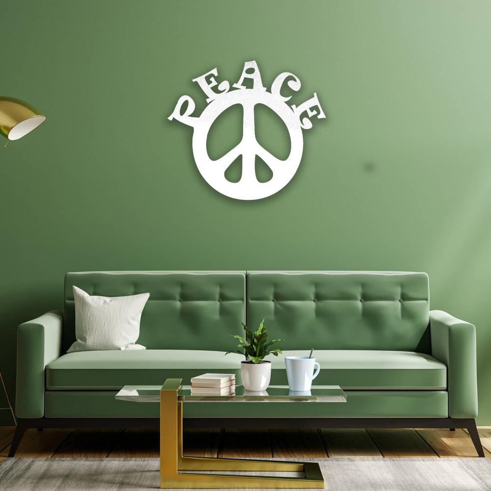 peace maker metal wall art white