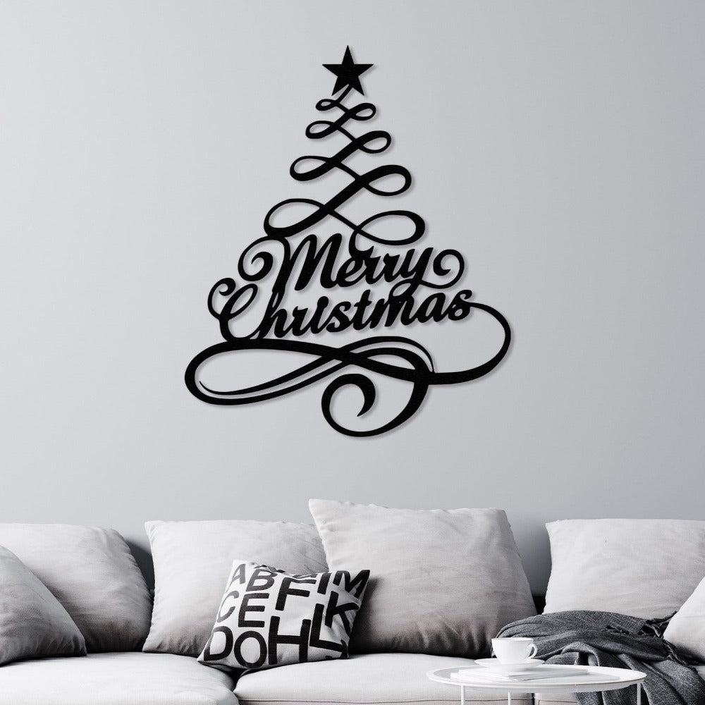 pine tree merry christmas wall art living room