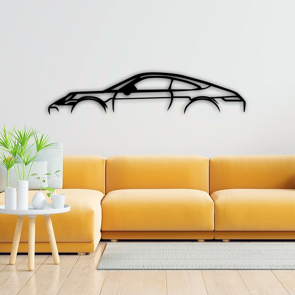 porsche 911 car silhouette with yellow sofa