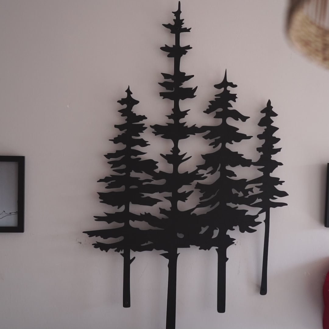 pine trees metal wall art