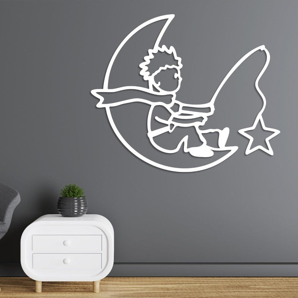 prince moon wall art white