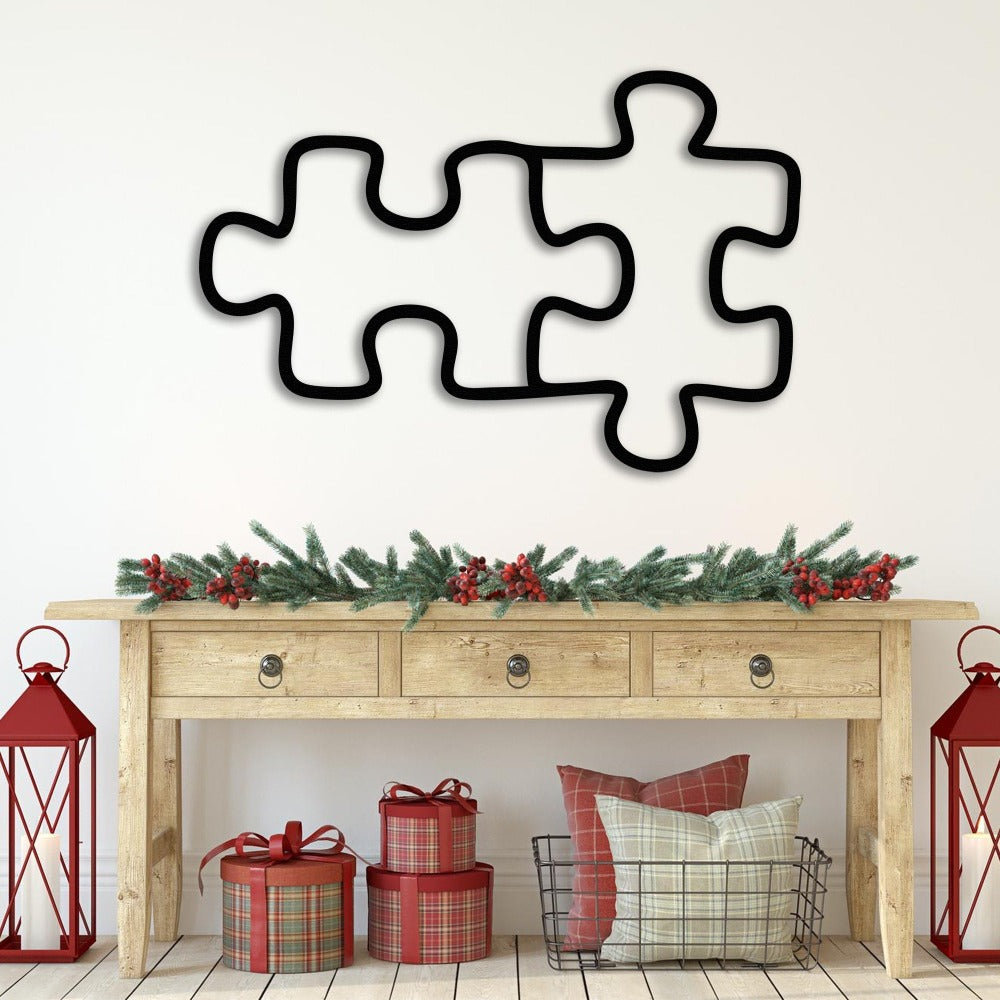 puzzle metal wall art with table