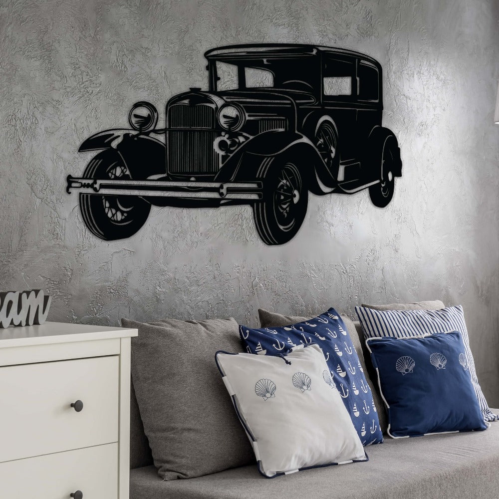 retro car silhouette anthracite wall