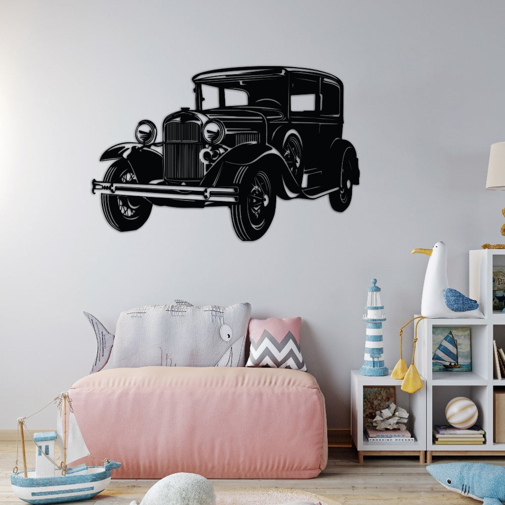 retro car silhouette baby room