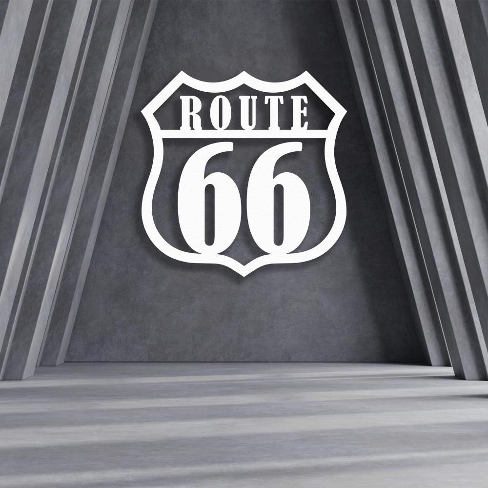 route 66 metal wall art white