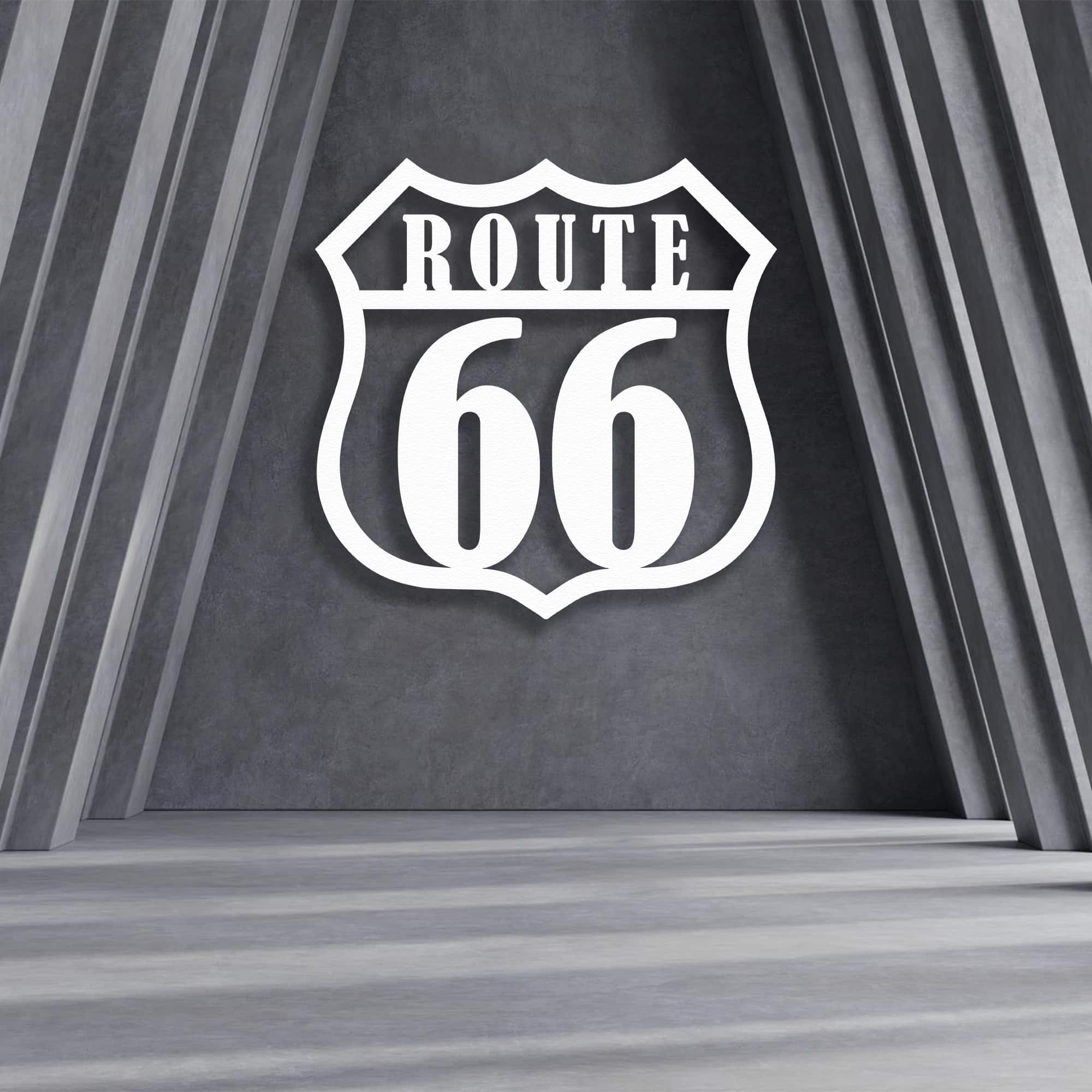 route 66 metal wall art white