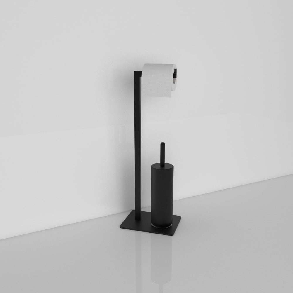 toilet paper and brush stand black