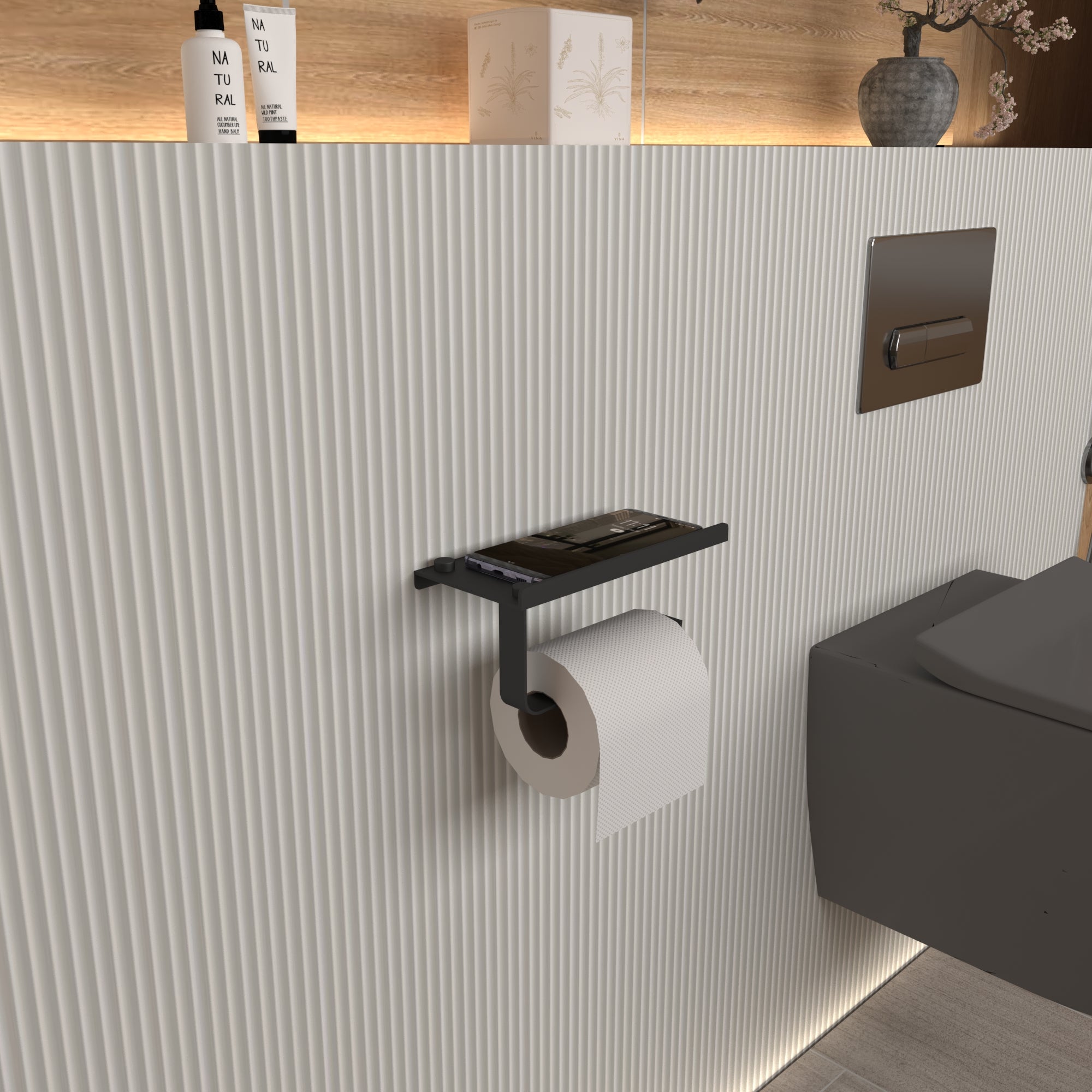 toilet paper and mobile phone holder