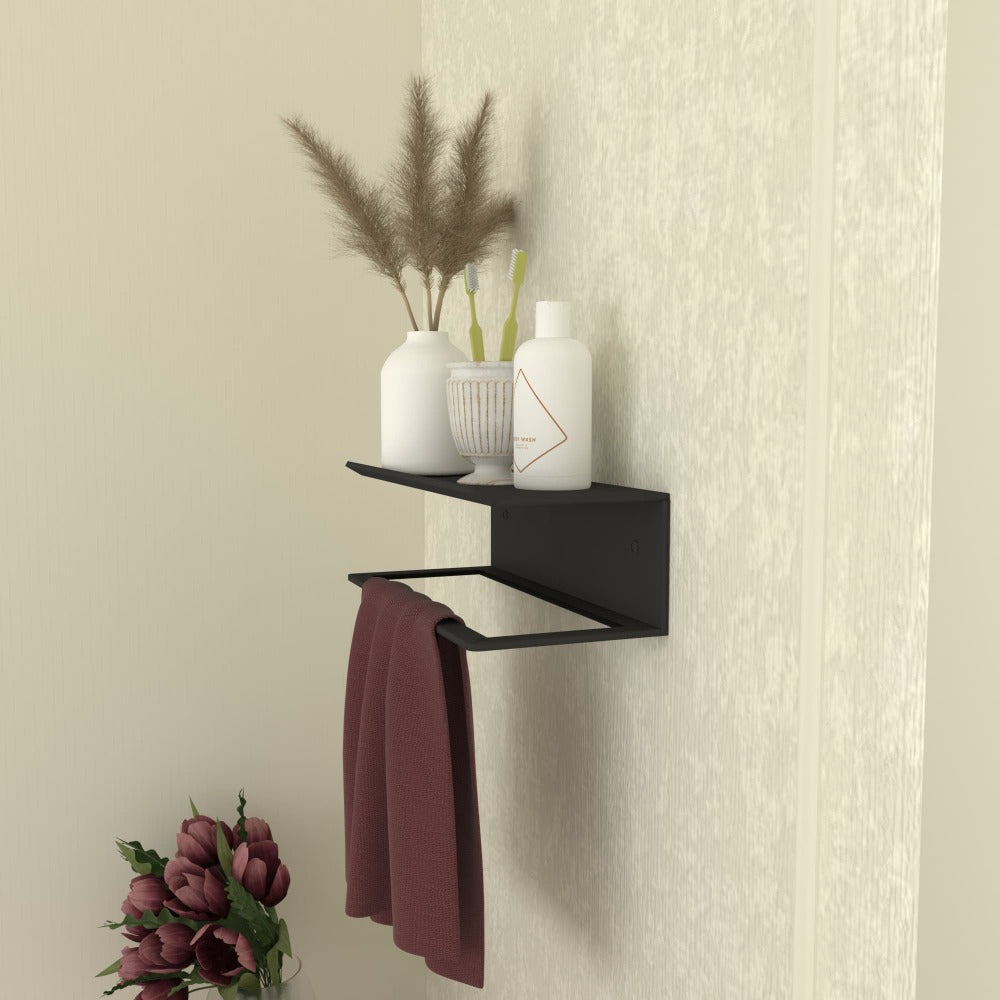 towel holder and shelf for bathroom decor