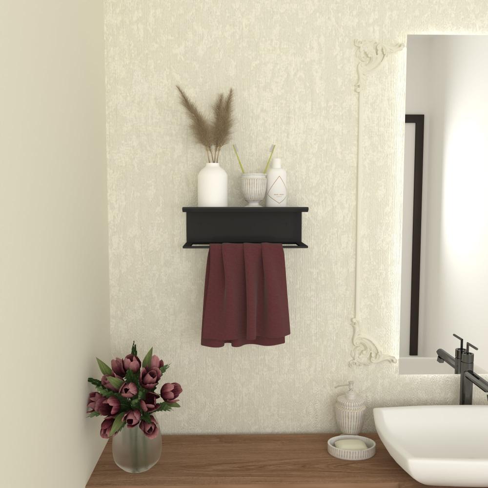 towel holder and shelf for bathroom