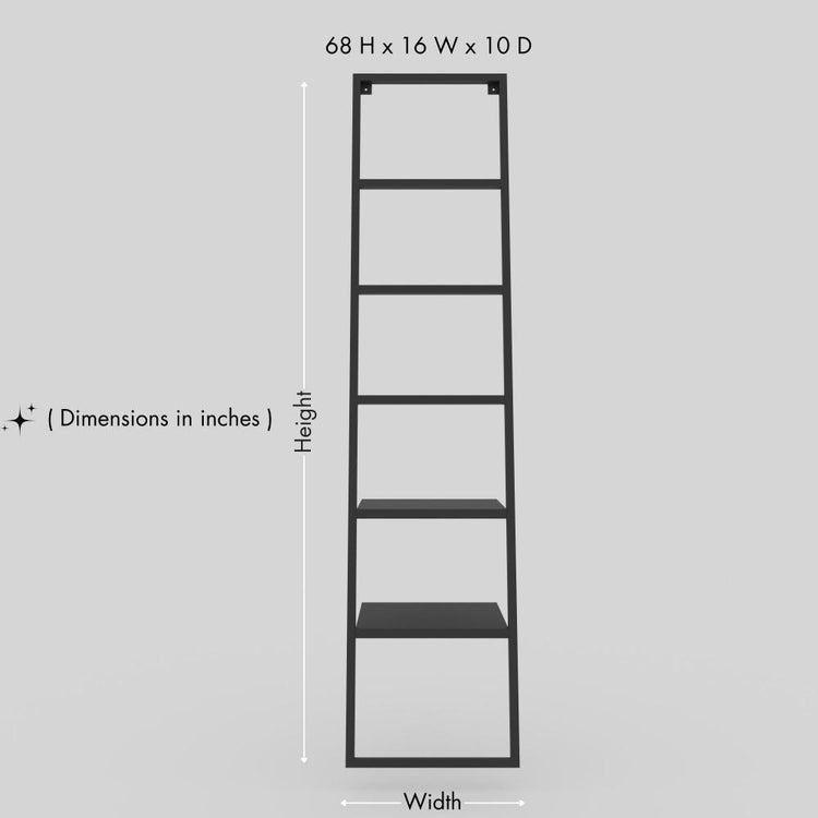 A minimalist ladder towel rack with precise dimensions labeled, showcasing its height, width, and depth for customer understanding.