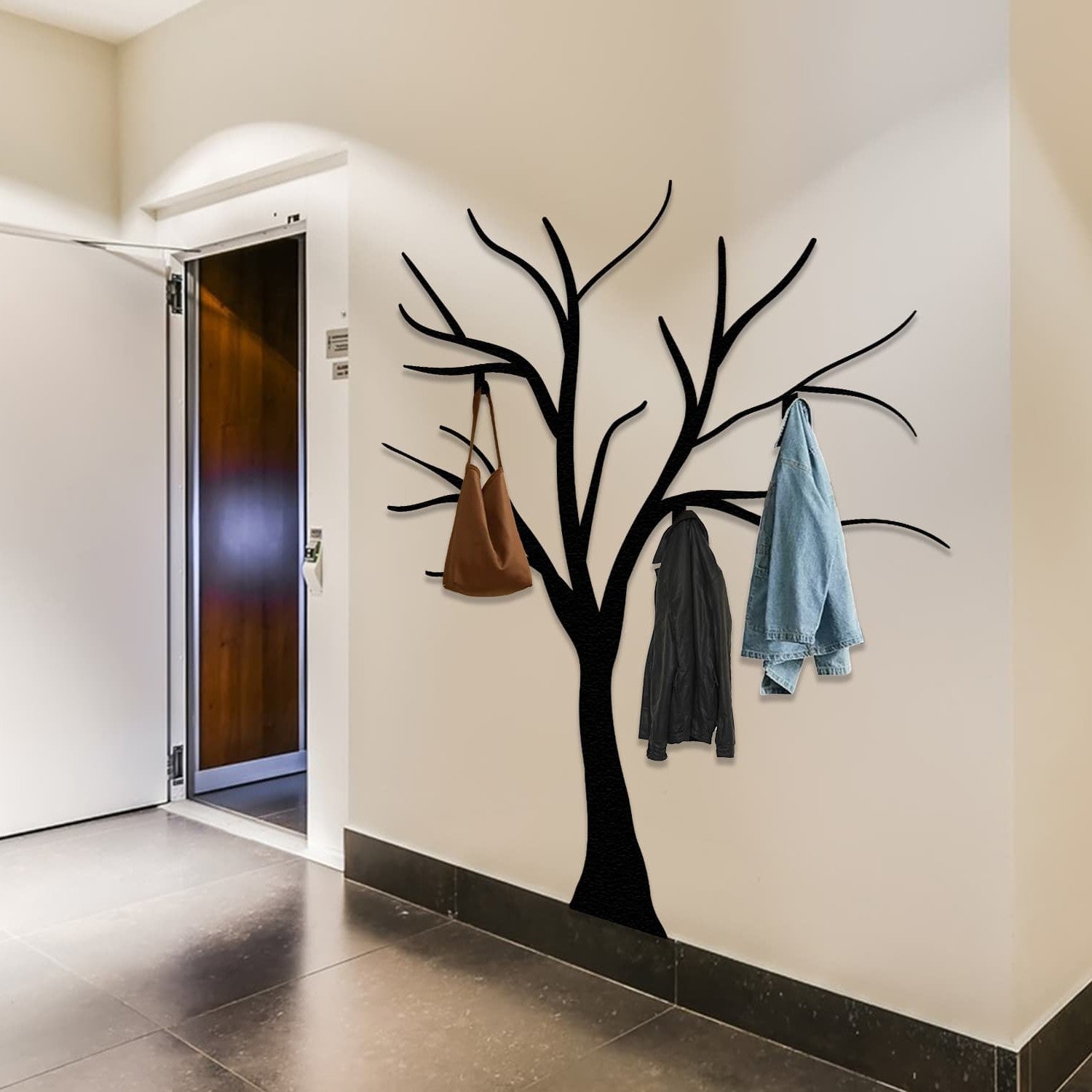 tree modern coat rack white entryway organizer