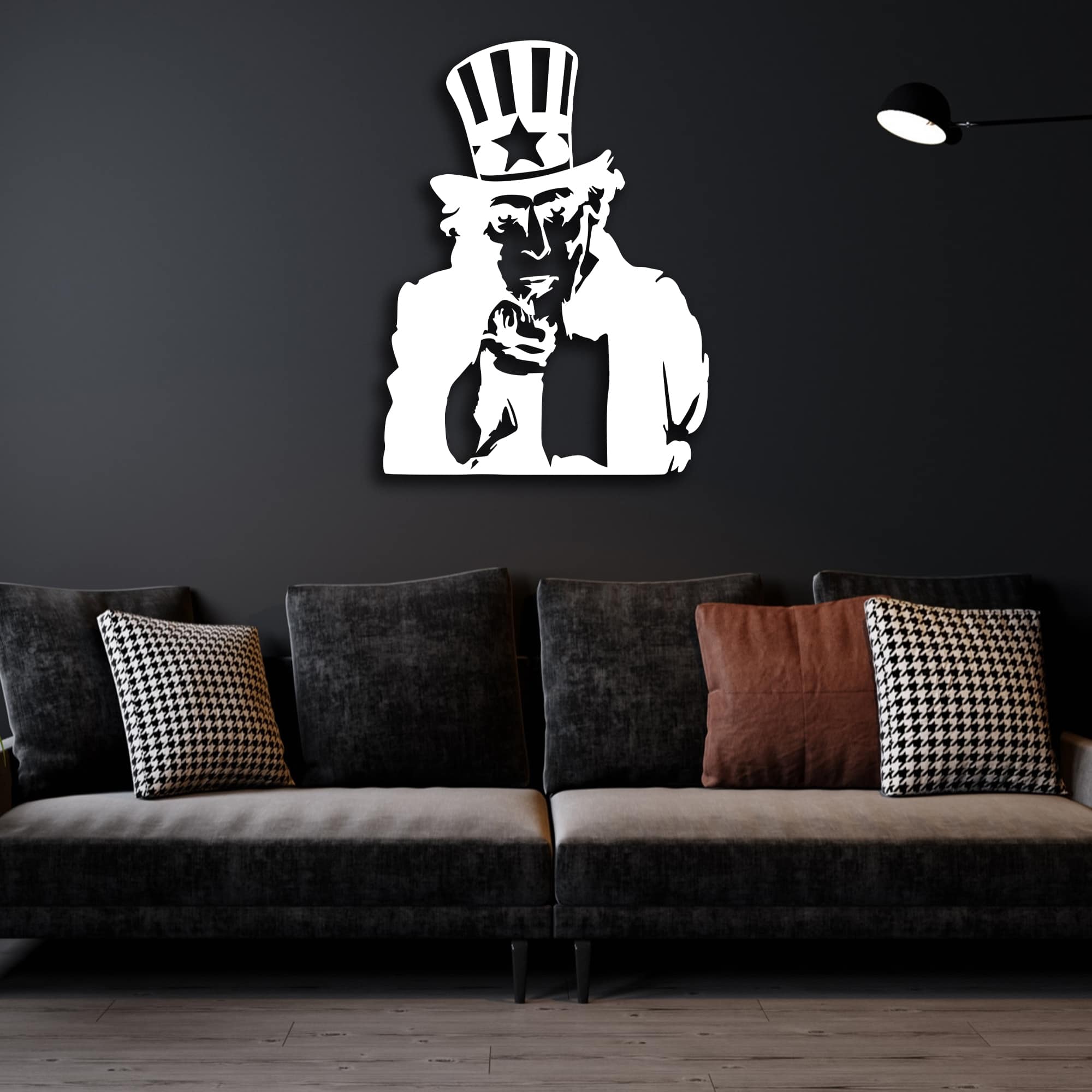 uncle sam metal wall art white