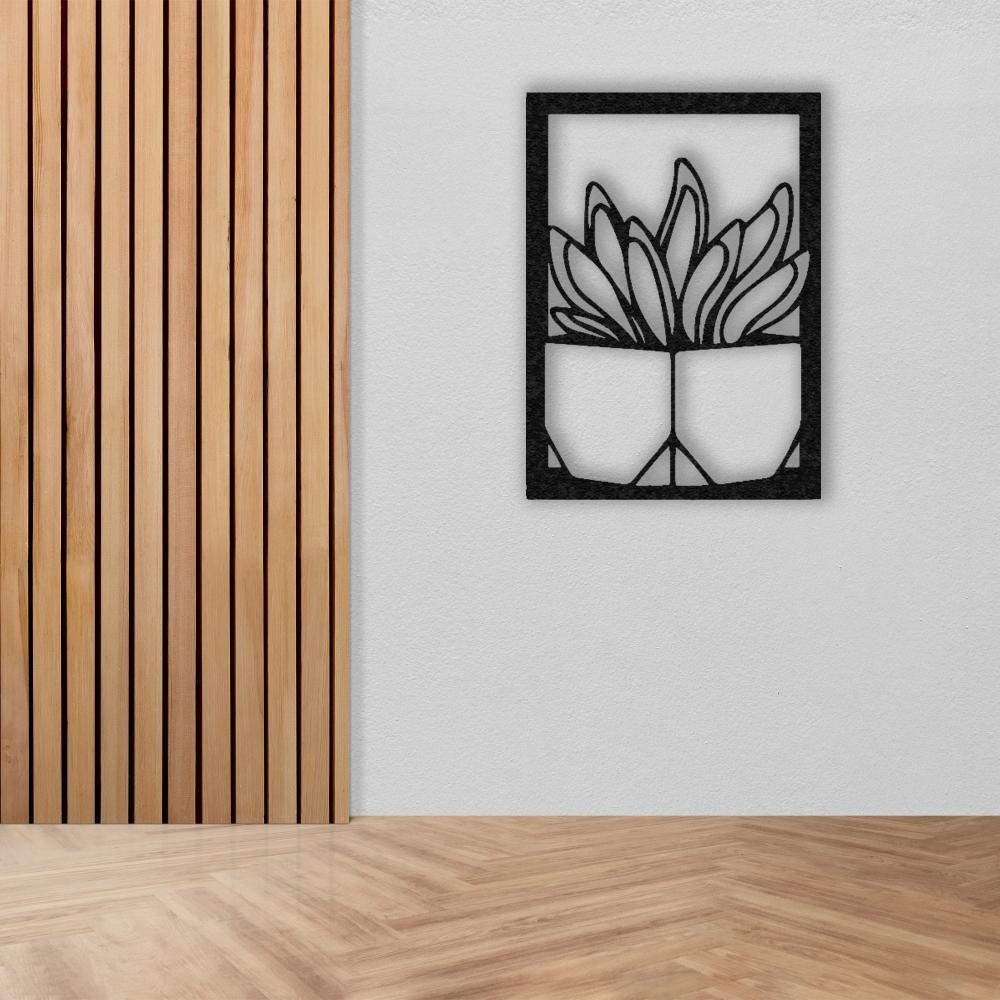 vase with succulent metal wall art Framed Flower