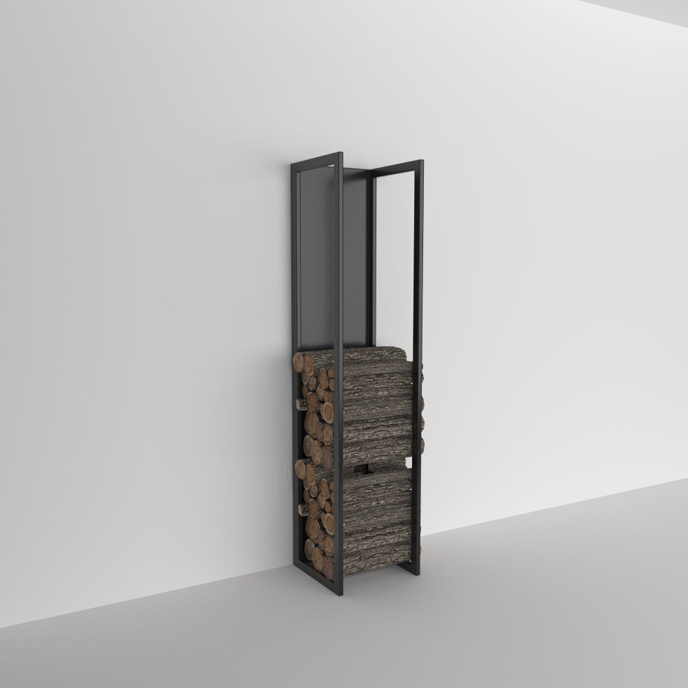 wall mounted firewood rack black