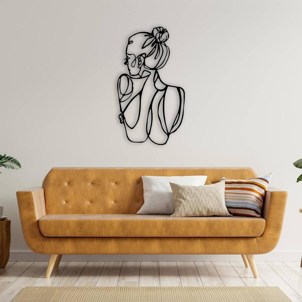 woman metal wall art yellow